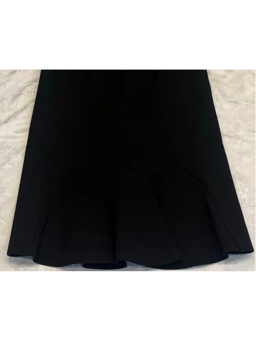 Victoria Victoria Beckham Black Structured Drop Waist Flounce Dress Red Lining U